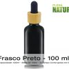 Frasco de Vidro PRETO, c/Tampa Conta-gotas em Bambu - 100ml